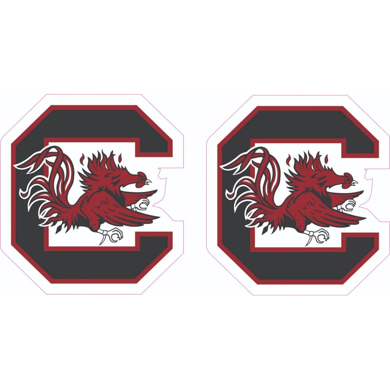 Gamecocks White Outline Inspired Full Size Football Helmet Decals