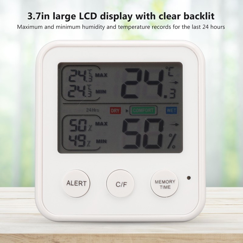 Room Thermometer 3.7in LCD Display High Accuracy Comfort Level Indicator