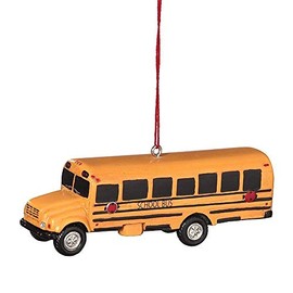 School Bus Resin Hanging Christmas Ornament - Size 3.75 in.