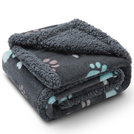 Luciphia Waterproof Pet Blankets for Couch Sofa Bed Cover Liquid Pee Proof Washable Soft Fluffy Large Dog Blanket Reversible Furniture Protection Grey Paw Thicken Medium（57" x 40"）