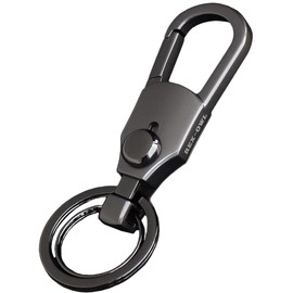 REX-OWL RKH-01 Men's Keychain, Removable, Keyring, Double Ring, Carabiner, Gunmetal