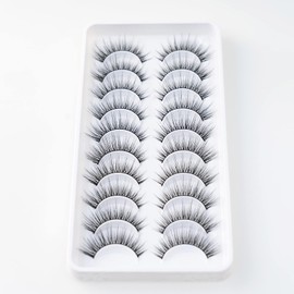 10Pack Fake Eyelashes，Fine And Natural Cat Eye Lashes，False Lashes，Suitable For Work、Daily Life、 Parties And Other Places