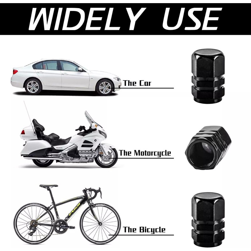 SHENKENUO Black Aluminum Metal Tire Valve Stem Air Caps Covers