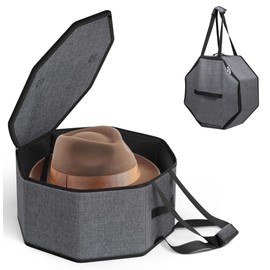 SLEEPING LAMB Hat Box for Travel and Storage, Collapsible Cap Case for Mens Fedora Organizer, Hat Storage Box for Men and Women for Closet, Cap Carrier with Handles, Grey