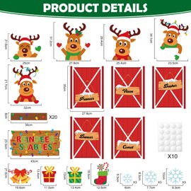 Christmas Bulletin Board Classroom Decorations Set, Xmas Reindeer Stable Paper Cutouts, Winter Happy Holiday Elk Bulletin Board Decorations for School Classroom Home Door Wall Party Supplies