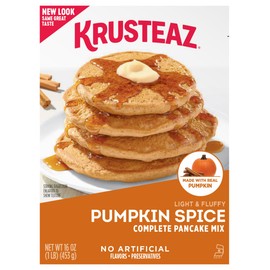Krusteaz Baking Mix, Pumpkin Spice Complete Pancake Mix, Light & Fluffy, Made with Real Pumpkin & No Artificial Flavors or Preservatives, 16 OZ Box (Pack of 4)