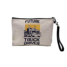 Tasche aus Leinen – Future Truck Driver Job Travel – Kosmetiktasche aus Leinen in Leinenoptik – Geldbörse – 15 x 10 cm, leinen, 23.5 x 15 cm, Kosmetiktasche