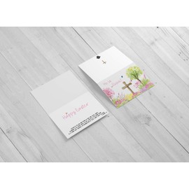 Red Door Inspirations Easter Card with Scripture - Includes 25 Cards and Envelopes (He Is Risen Easter)