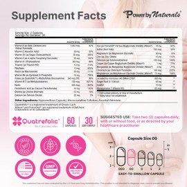 Power By Naturals Methyl Prenatal with Probiotics – Prenatal Vitamins for Women with Iron, Methyl Folate, Ginger, Active B12 & 27+ Essential Nutrients, Pregnancy Supplements, 60 Vegan Capsules