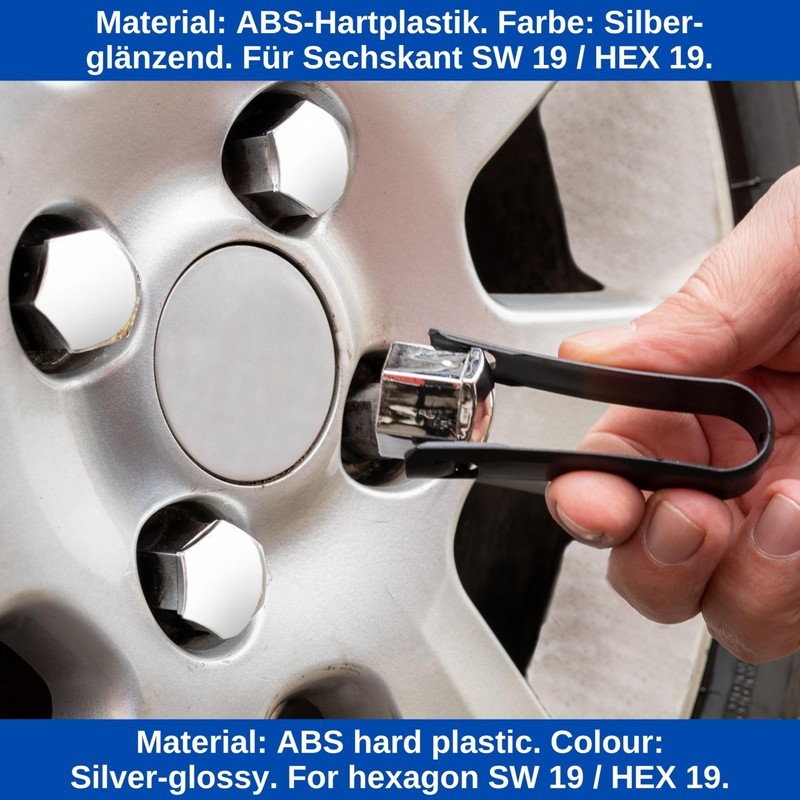 Wheel Bolt and Nut Caps Set, 21 Pieces, for 19