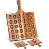 Okllen 30 Holes Reversible Wooden Deviled Egg Platter with Handle,