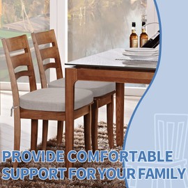 BUYUE Thickened 2.5" Original Linen Dining Chair Cushion, U-Shape High Density Foam Comfortable Chair Pad for Kitchen, Slip Resistant Indoor Seat Cushion (1 Piece, Light Gray)