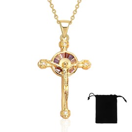 Gold Cross Chain, Women's Cross Chain, Cross Pendant Necklace, Women's AAA Zirconia Cross Pendant, Hypoallergenic 18K Gold-Plated Chain, Fashion Jewellery for Women Girls Gift