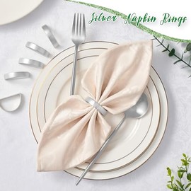 APTWOW Juego de 6 servilleteros de plata, hebillas de metal semicircular para servilletas, anillos de servilleta para otoño, Acción de Gracias, Navidad para decoración de mesa de cena, boda, banquete