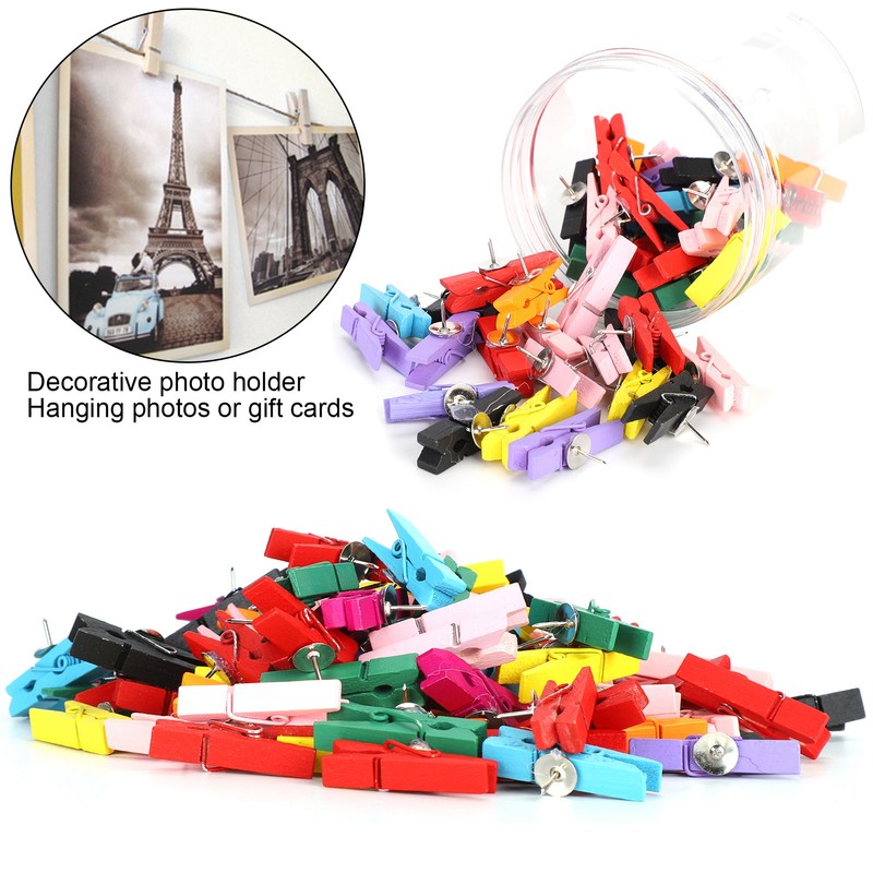 100pcs Push Pins Clips Small Mini Colorful Picture Photo Clips
