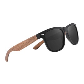 Davsolly Black Polarized Sunglasses for Men Square Vintage Retro Sunglasses 80s with Dark Tint for Driving Fishing Beach