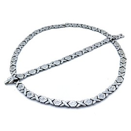 Womens Silver Tone XOXO Hugs & Kisses Necklace and Bracelet Set Starburst 18" LENGTH