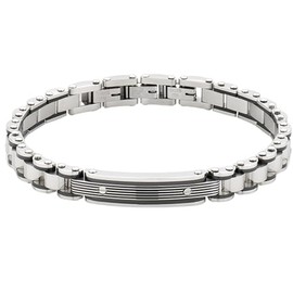 Amen ACBR102 Men's Bracelet Stainless Steel 316 PVD Black 21 cm Silver Clasp, Alloy Steel
