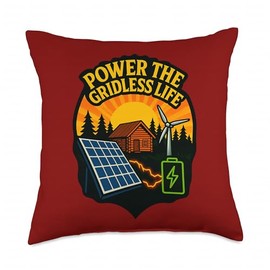 Power The Gridless Life Prepper Solar Off-Grid Cabin Prep Throw Pillow