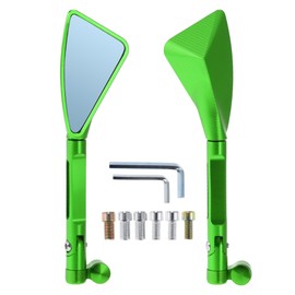 Hihaha Motorcycle Rear View Mirrors Side Rearview Mirror Adjustable Aluminum Alloy 1 Set Green M8/M10 Triangle Shape