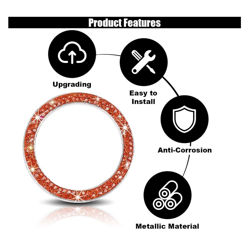 GLSOWEE Car Bling Crystal Rhinestone Engine Start Decoration Ring, Ring