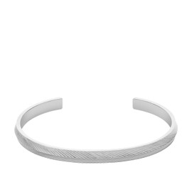 Fossil Women's Harlow Linear Texture Stainless Steel Cuff Bracelet, Color: Silver (Model: JF04665040)