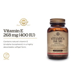 Solgar Natural Source Vitamin E 268 mg (400 IU) Vegetable Softgels - Pack of 100 - Fights Free Radicals - Immune System Support - Vegan and Gluten Free