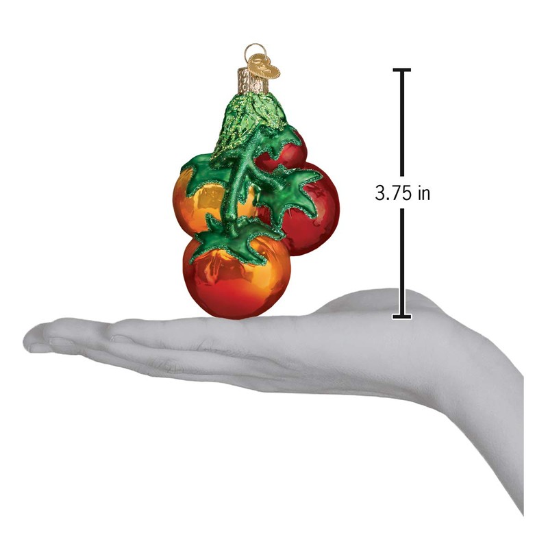 Old World Christmas Tomatoes ON Vine Ornamento, Rojo Maduro