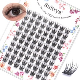 Sultrya Flare Cluster Lashes 80pcs Deep Black Wispy Lash Clusters for DIY Extensions Eye-Opening Design with Soft Band Natural Volume False Eyelashes for Everyday & Glam Looks Cosplay (B05)