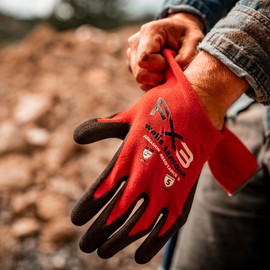Wells Lamont Men's FX3 Nitrile Coated Grip Work Gloves, Red, X-Large (448XL-600)