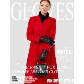 VIKIDEER Super Super Warm Fur Lined Leather Gloves Women Touchscreen Texting Driving Gloves Black Large