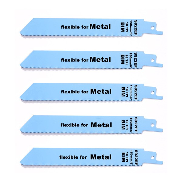 5Pcs 18TPI Reciprocating Saw Blades 150mm/6inch for Straight Line Cutting