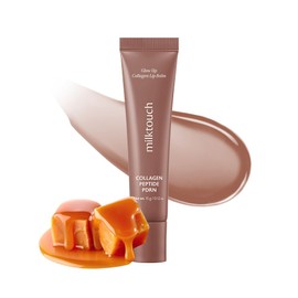 milktouch Vegan Glow Up Collagen Lip Balm–Hydrating Lip Care with Collagen, Peptide, PDRN, Cica & Shea Butter for Dry Lips Repair, AntiAging, NonSticky Moisturizer for Fuller Lips(15g) #Caramel Fondue