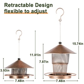 Bird Feeder for Outdoor Hanging, Metal Bird Feeders for Outside Hanging, 4 Lb Large Capacity Birdfeeder to Attracting Birds