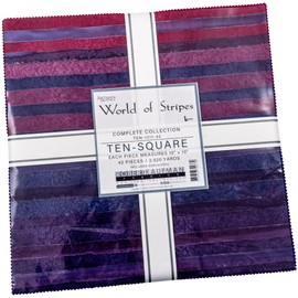 Lunn Studios Artisan Batiks World of Stripes 42 10-inch Squares Layer Robert Kaufman TEN-1317-42, Assorted
