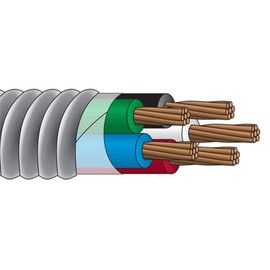 4/4 Metal Clad (MC) Cable with Ground, Aluminum Armored, Stranded Copper Conductors (5FT Cut)