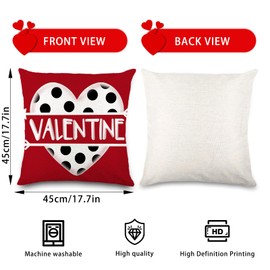 DIYDEC 4 Pcs Valentines Pillow Covers 18x18 Inches Kisses Hugs Valentines Decorative Pillows for Wedding Anniversary Holiday Decoration Red Heart Valentines Throw Pillow Cases for Sofa Couch