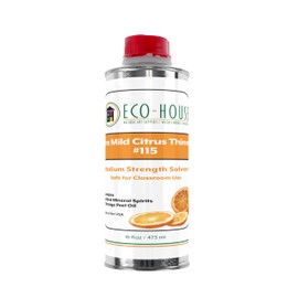 ECO-HOUSE 115 Xtra Mild Paint Thinner – Citrus Scent, Low Odor, Safe Alternative to Turpentine – Eco-Friendly Solvent for Oil Paints, Natural Resins & Varnishes – 473ml (16 oz)