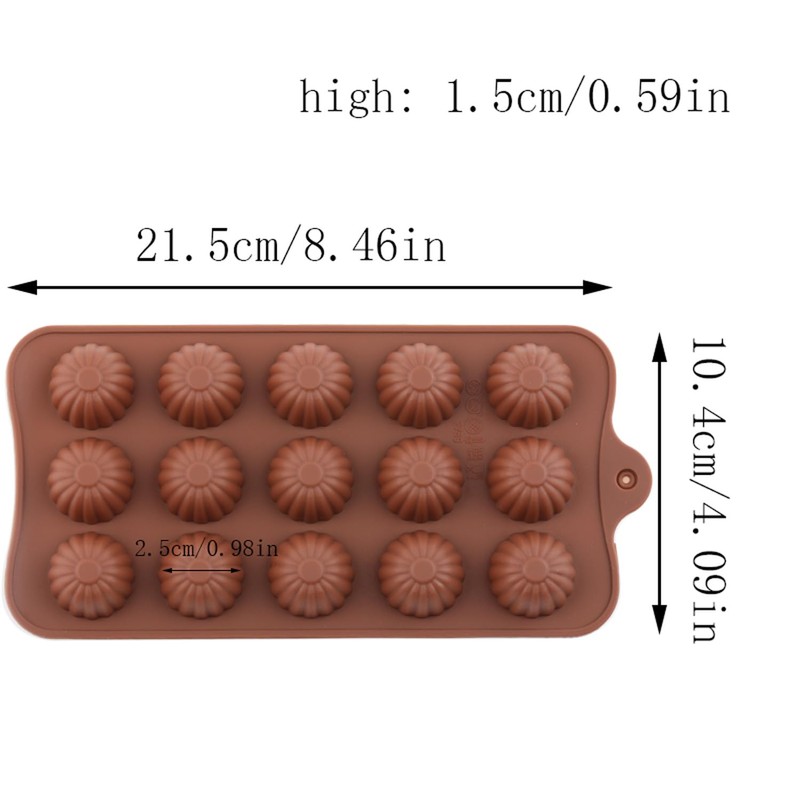 EPYHREHM 15 Cavity Semicircle Silicone Chocolate Molds For Chocolate Candy