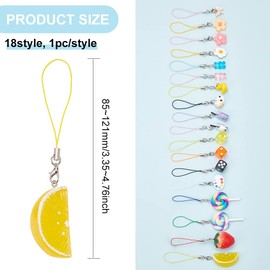 BENECREAT 18pcs Cute Phone Charm Accessories, Lollipop Butterfly Milk Tea Colorful Resin Phone Charm Strap for Mobile Phone Backpack Wallet Keychain Pendant
