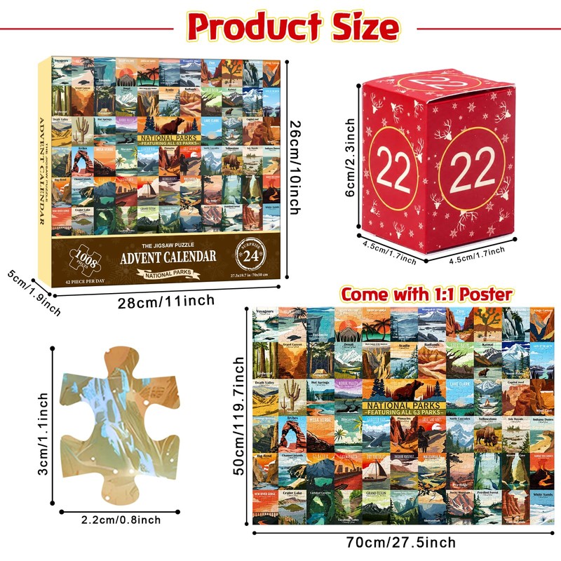 National Parks Puzzle Advent Calendar 2026 – 24 Days Countdown