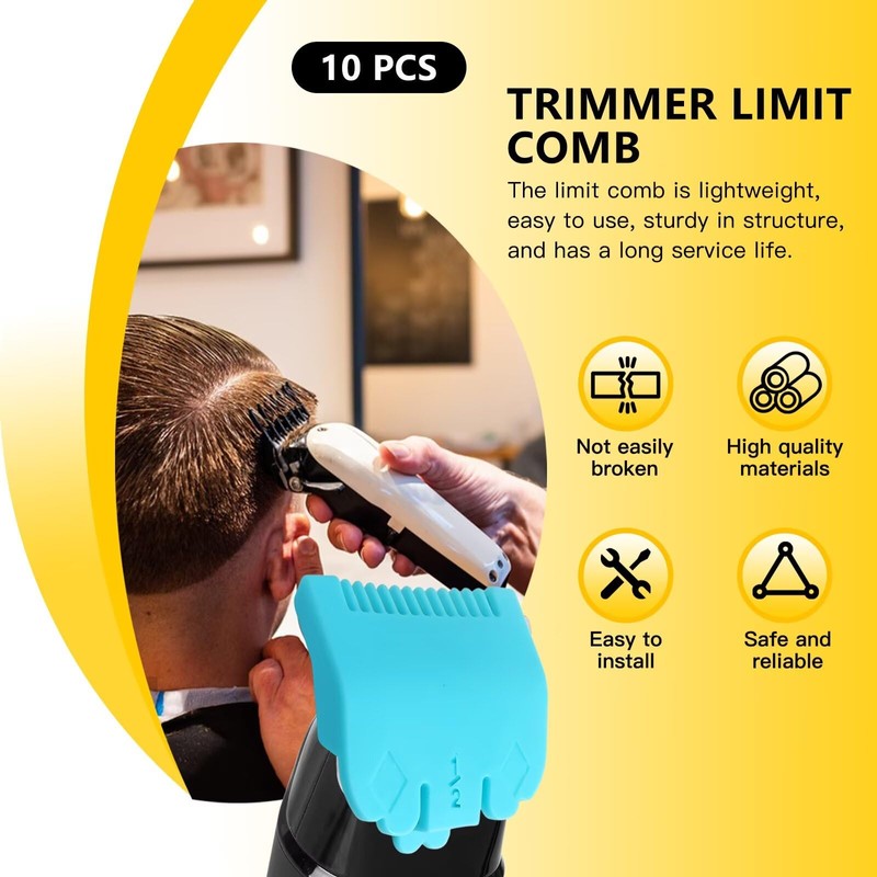 Huoptl 10-Pack Professional Multiple Colors Hair Clipper Guards Guide Combs,From