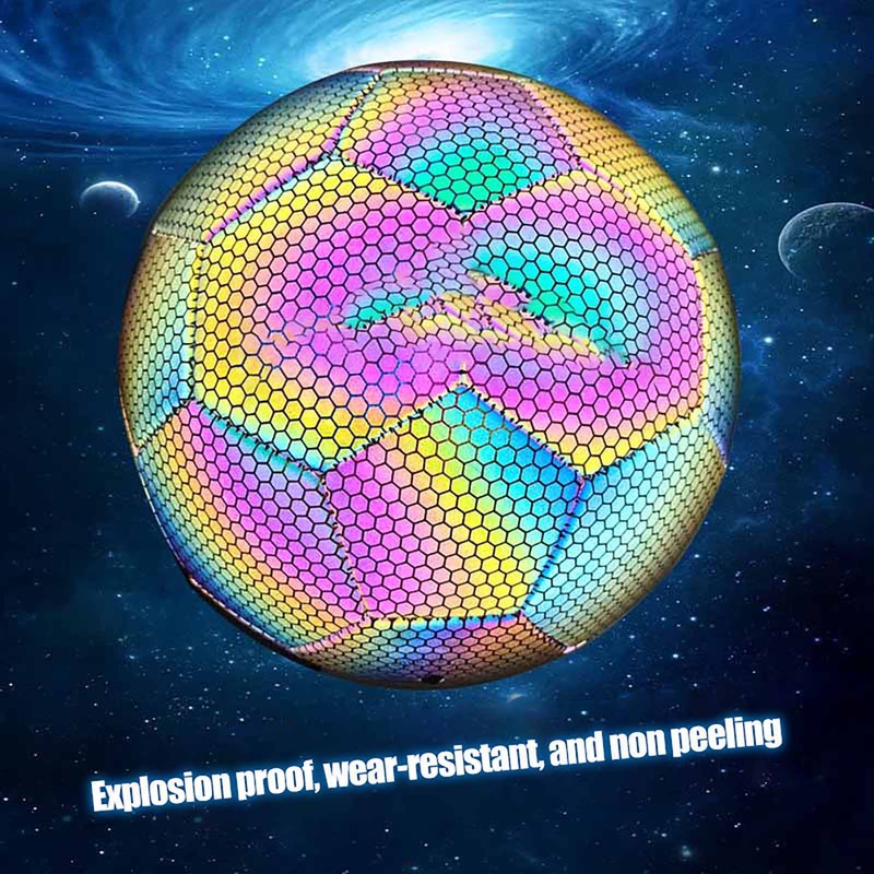 Reflective Football PU Glowing Sports Soccer Ball with Pump for