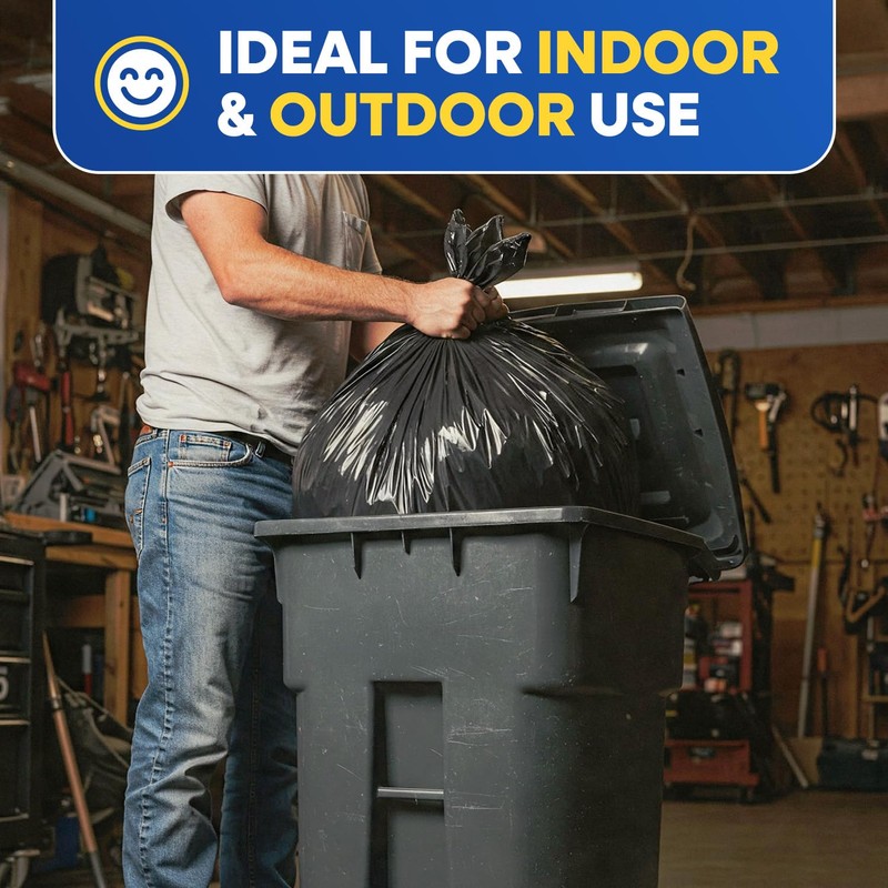 Plastic Prince 64-65 Gallon Trash Bags Heavy Duty with Flap