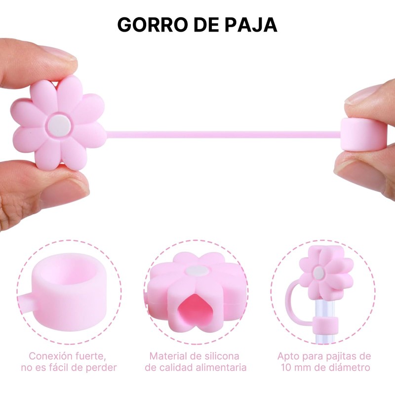 Juego de 5 Cubre Popotes para Termo, Tapa para Popote,