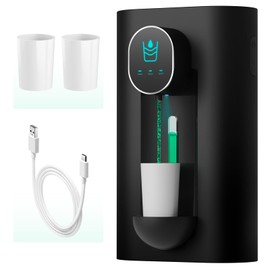 Oylik Automatic Mouthwash Dispenser 18.26 oz Touchless Mouthwash Dispenser for Bathroom 2 Magnetic Cup USB Rechargeable and 3 Dispensing Levels with Led Screen Wall-Mounted or Countertop Use-Black