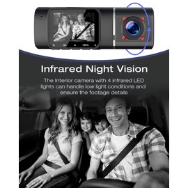 Dual Dash Cam FHD 1080P Front Inside Cabin Car Camera Driving Recorder for Car Taxi w/IR Night Vision Interior Camera Parking Mode Motion Detection Accident Locked 1.5" LCD Display