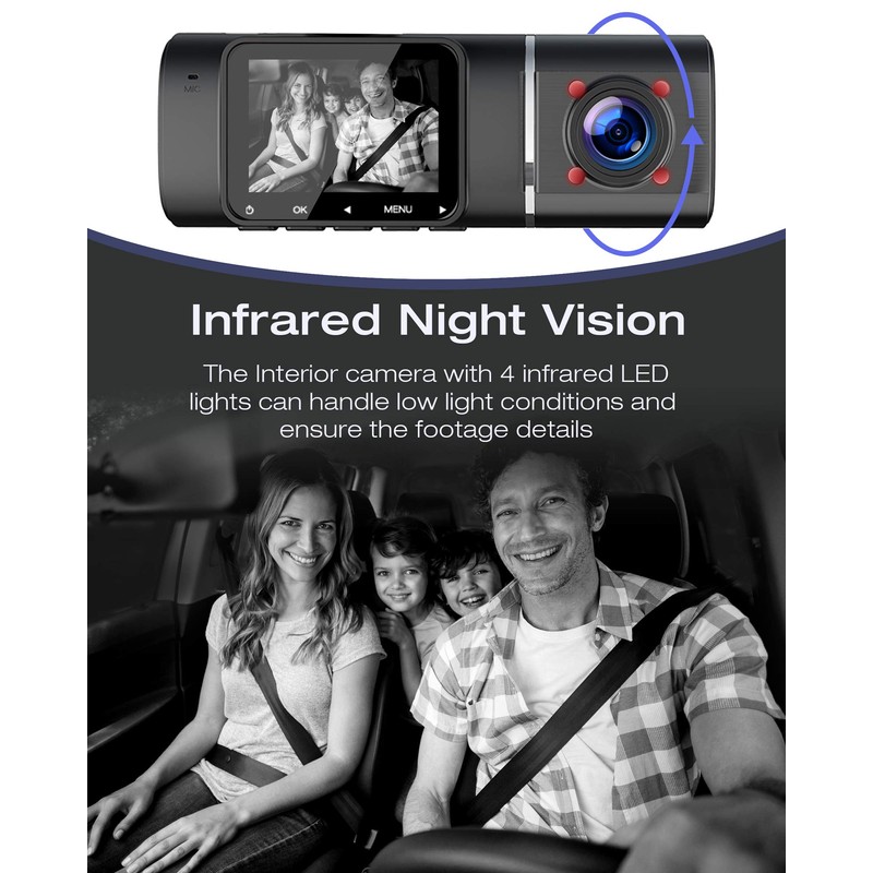 Dual Dash Cam FHD 1080P Front Inside Cabin Car Camera