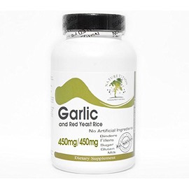 Garlic 450mg and Red Yeast Rice 450mg ~ 90 Capsules - No Additives ~ Naturetition Supplements
