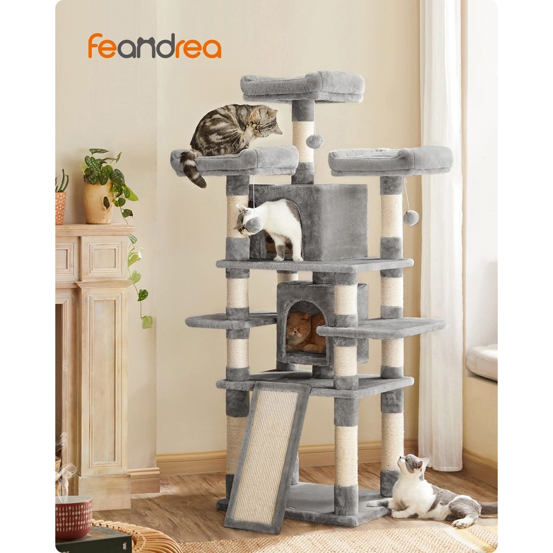 Feandrea 67 Inches Multi-Level Cat Tree for Large Cats, with